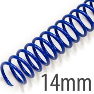 14mm (9/16") Blue Spiral Plastic Coils [12" Long, 4:1 Pitch, 120 Sheet Capacity (approx)] (100/Box)
