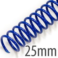 25mm (1") Blue Spiral Plastic Coils [12" Long, 4:1 Pitch, 230 Sheet Capacity (approx)] (100/Box)