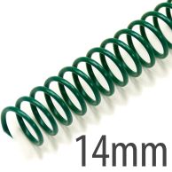 14mm (9/16") Forest Green Spiral Plastic Coils [12" Long, 4:1 Pitch, 120 Sheet Capacity (approx)] (100/Box)