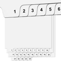 Printed Avery Legal Tab Dividers, Collated Set of 1 to 25 Bottom Tabs