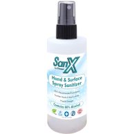 8oz X-Stamper SanX Plant-Based Hand Spray Sanitizer (80% Alcohol) (1 Bottle) - Clearance Sale