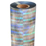 12" x 100' Security "Void if Removed/Genuine Secure" Holographic Silver-Underlay Laminating Toner Foil with 1/2" Core (1 Roll) #SP-138