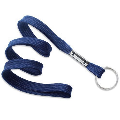 Navy Lanyard With Split Ring [No Breakaway] (100/Bx)
