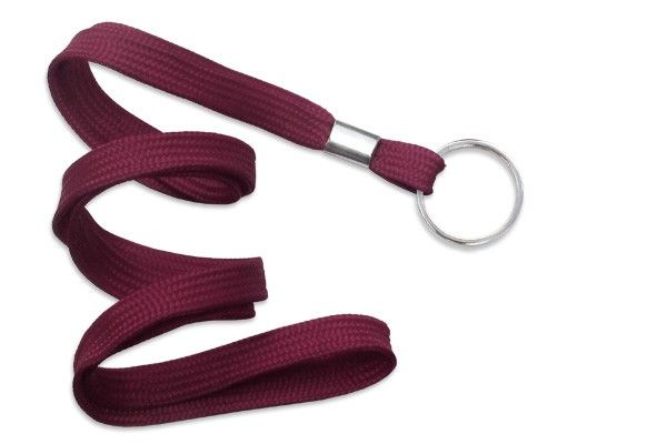 Maroon Lanyard With Split Ring [No Break-Away] (100/Bx)