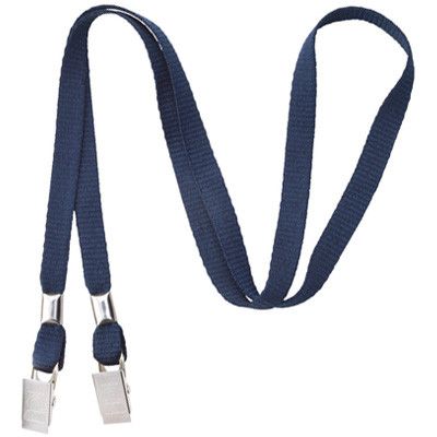 Navy Blue Open-Ended Mask Holding Lanyards with Bull Dog Clips (100 Pack)