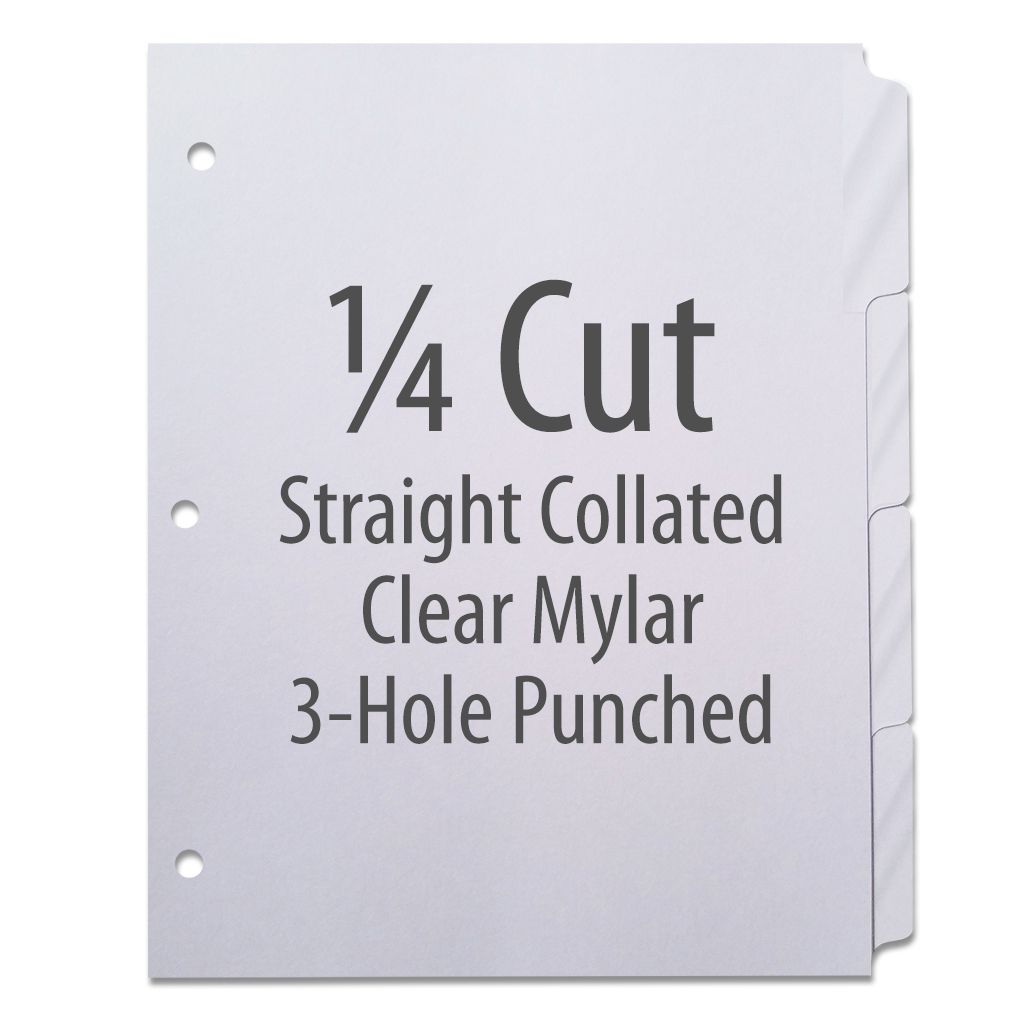 1/4 Cut Copier Tabs [Straight Collated, Mylar, 3-Hole] (1260 Tabs)