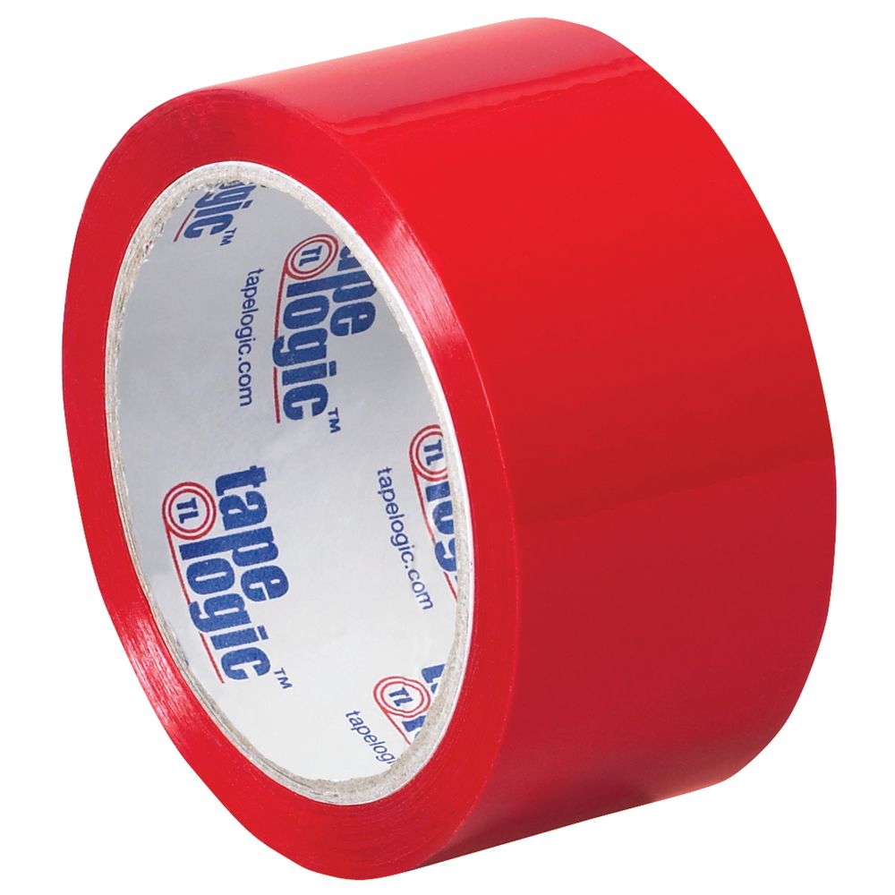 Red Tape Logic® carton sealing tape with glossy surface and strong adhesive.
