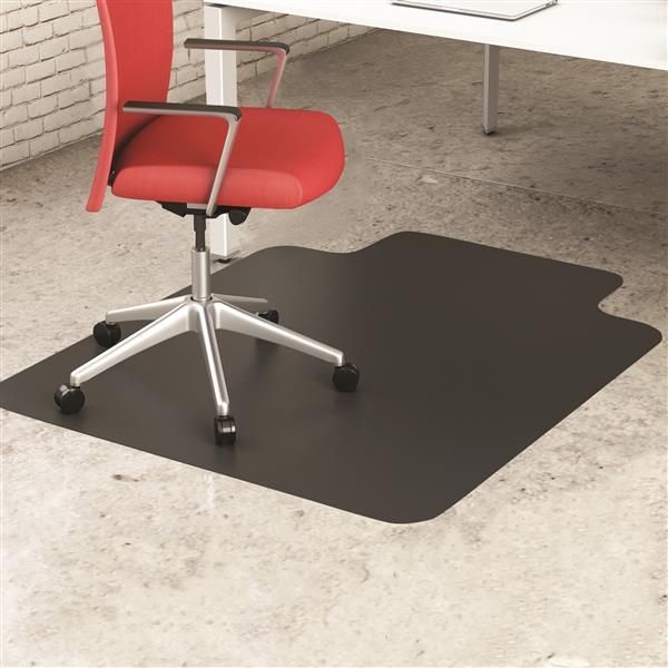 Deflecto® EconoMat Black Chair Mat for Hard Floors (Non-Studded) Lipped Shape with Straight Edges