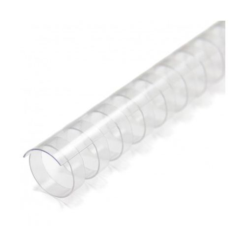 A single Clear Plastic Binding Comb is laid at an angle, featuring a translucent design with uniformly spaced rectangular loops ideal for discreet and professional document binding.