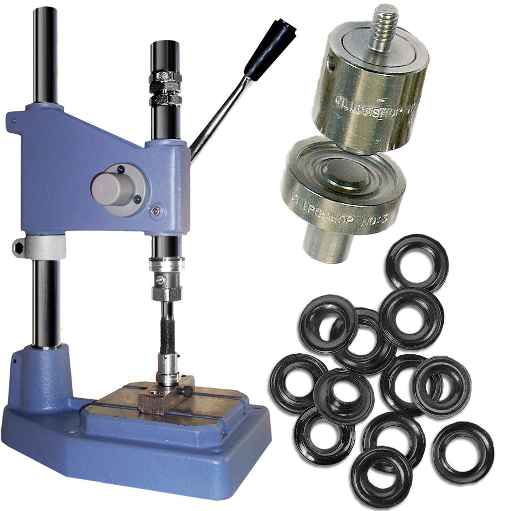 ClipsShop CSTON-1 #3 Brass Starter Kit (With Press, #3 Die, & 500 #3 Black Oxide Grommets)