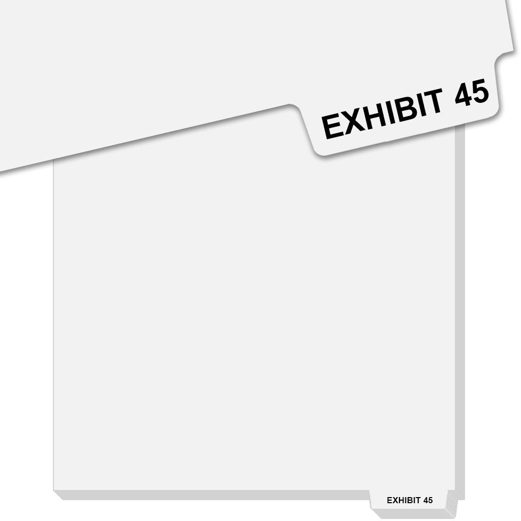 "EXHIBIT 45" Uncollated Avery Style Bottom Tabs [Letter Size] (25/bag)