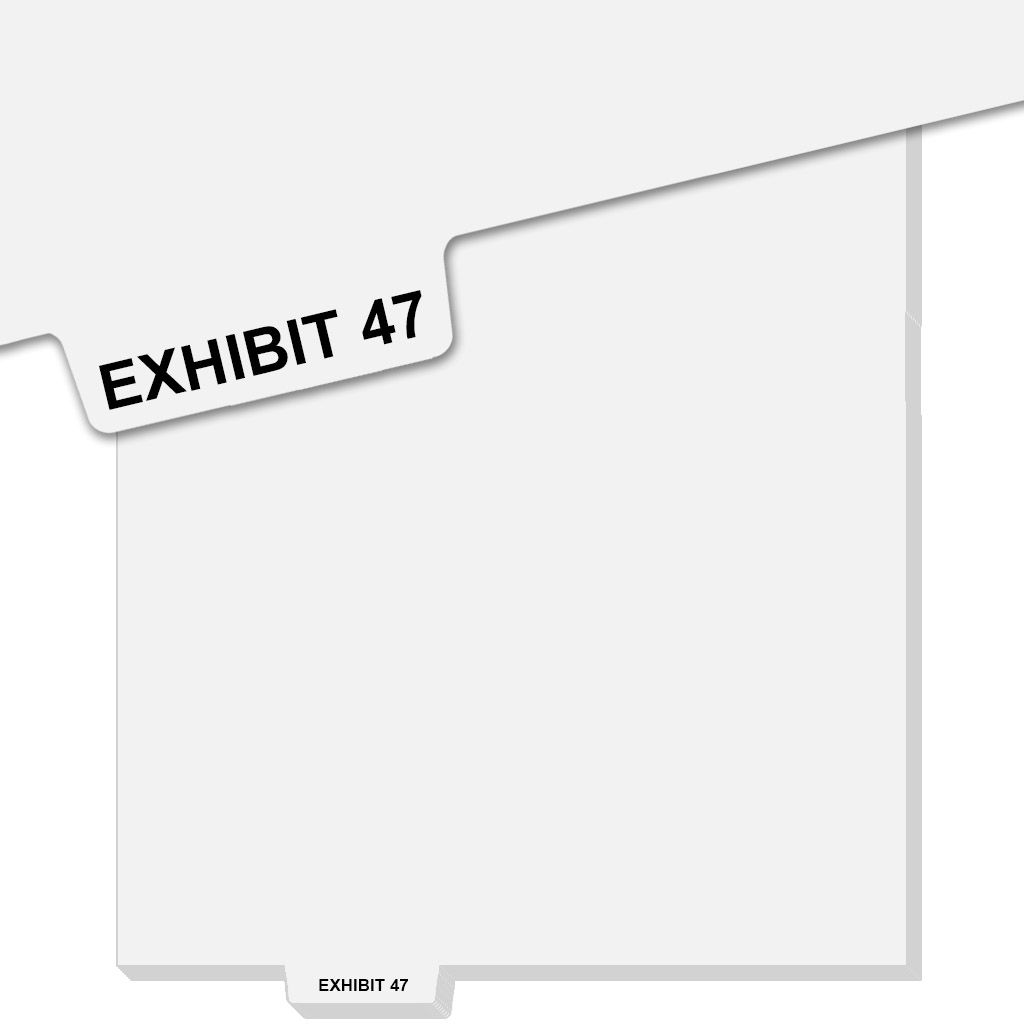 "EXHIBIT 47" Uncollated Avery Style Bottom Tabs [Letter Size] (25/bag)