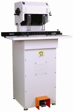 Spinnit FMMH-2.1 Two Spindle Hydraulic Paper Drill with dual spindles and a foot pedal at the base.