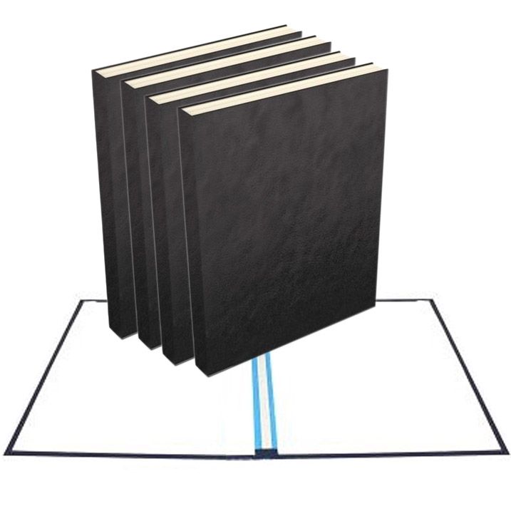 8.5" x 11" Black Suede Portrait Fastback Hardcovers - "B" Spine Size (25 Books)