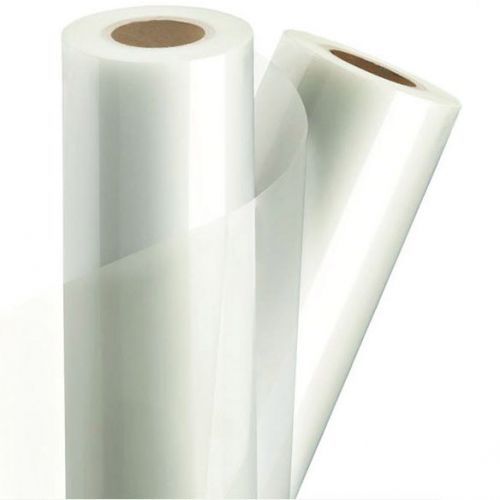 Two rolls of 3 Mil Gloss Gold-Lam Low-Melt Wide Format Laminating Films are displayed with one roll slightly unrolled.
