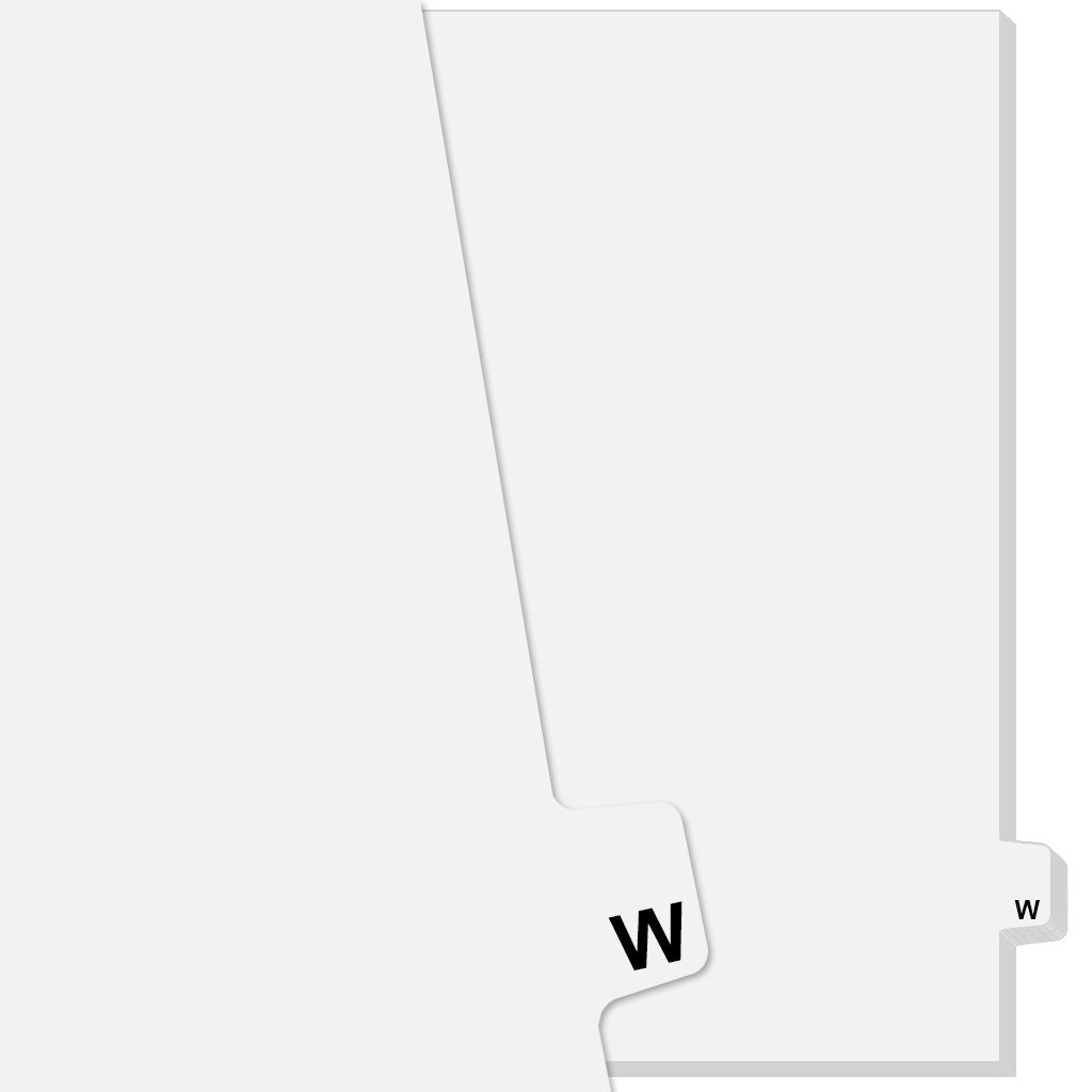 "W" Letter Avery Style Side Tabs [Letter Size] (25/bag)