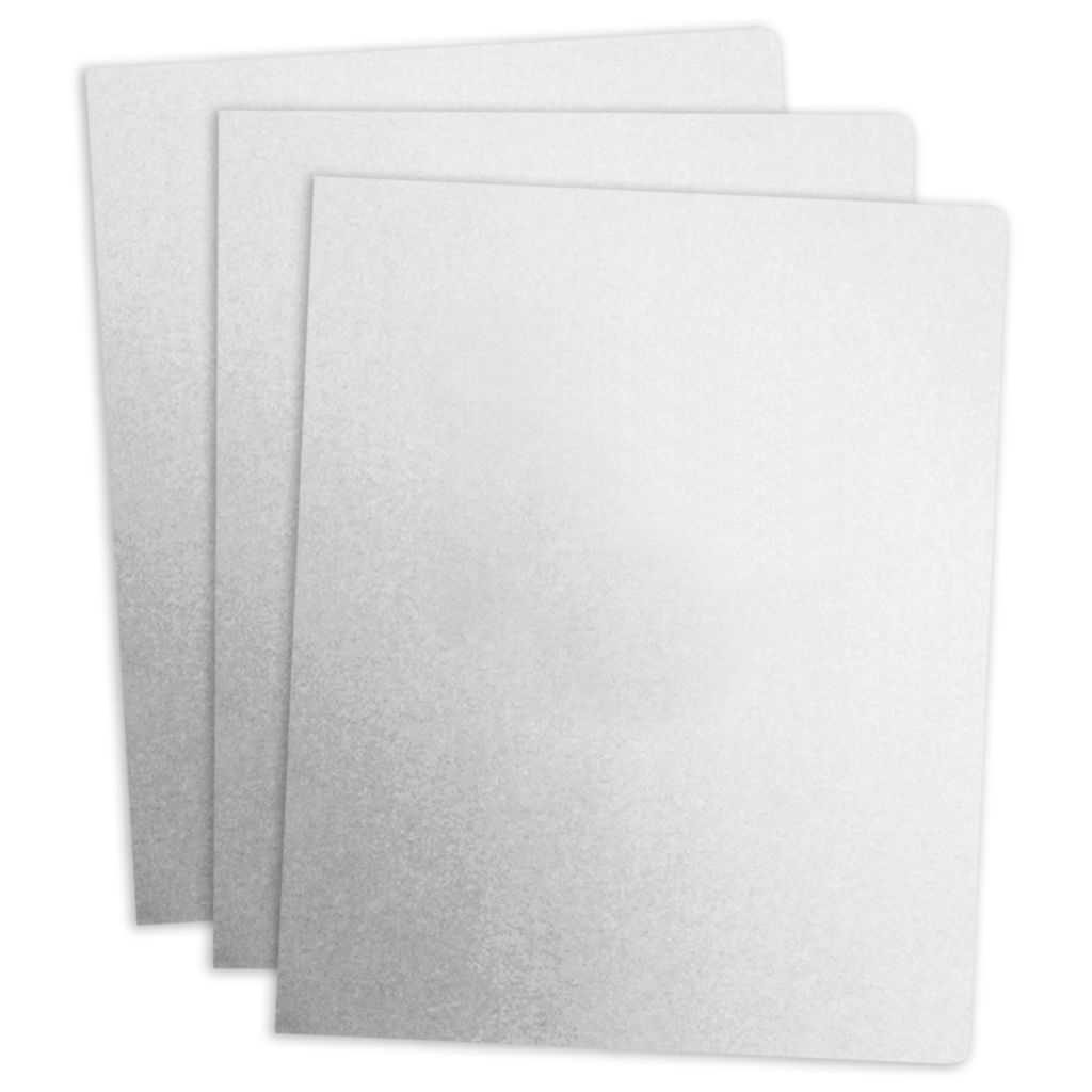 Three White Linen Paper Report Covers are stacked slightly offset, showcasing their smooth texture and clean, professional finish.