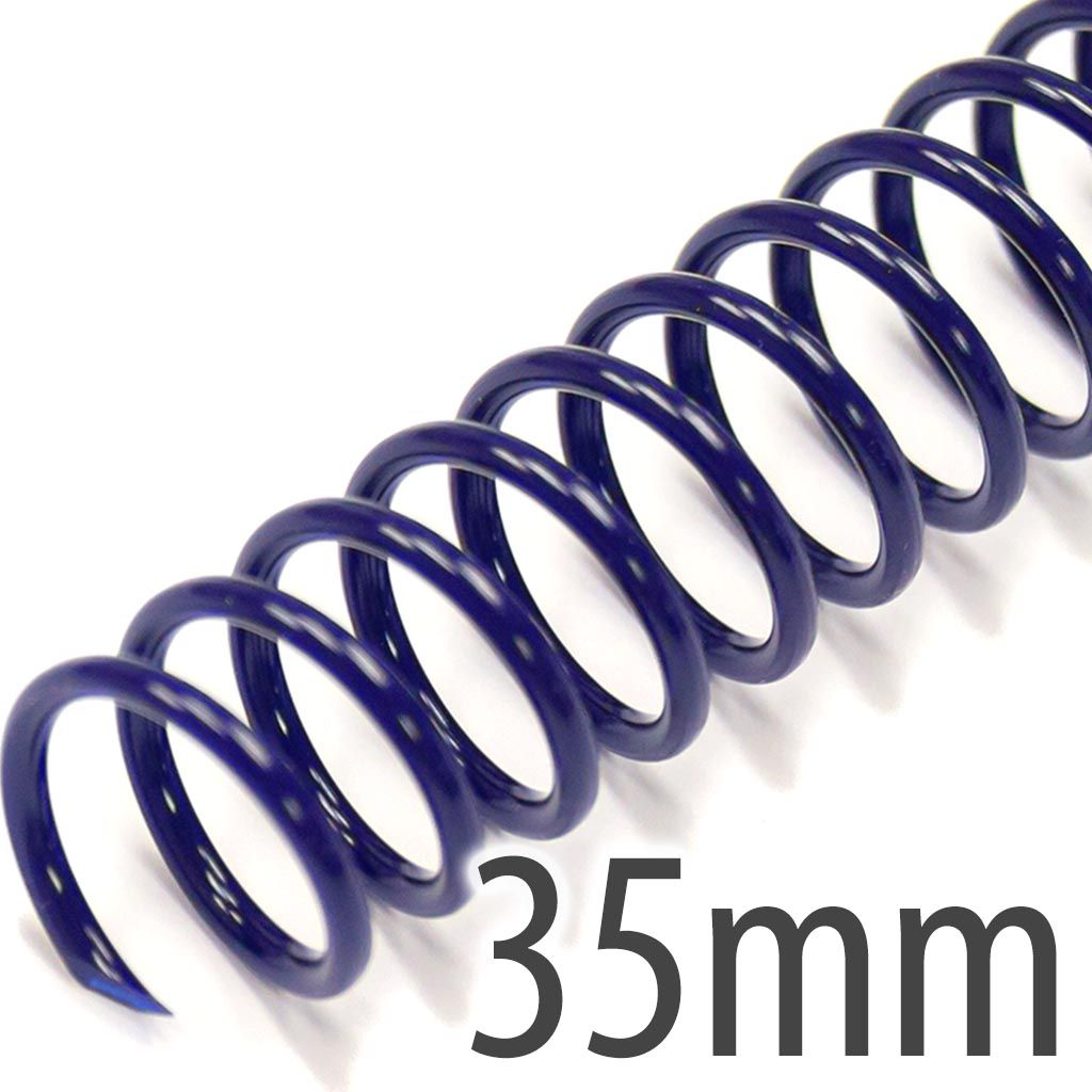 35mm (1-3/8") Navy Spiral Plastic Coils [12" Long, 4:1 Pitch, 300 Sheet Capacity (approx)] (100/Box)