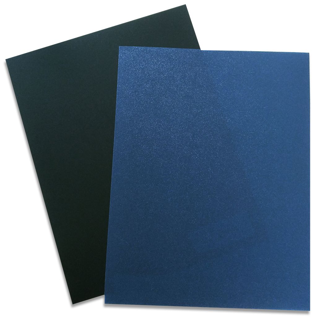 Poly Sand Report Covers in navy blue and black display a smooth, slightly textured finish that enhances durability and provides a professional appearance.
