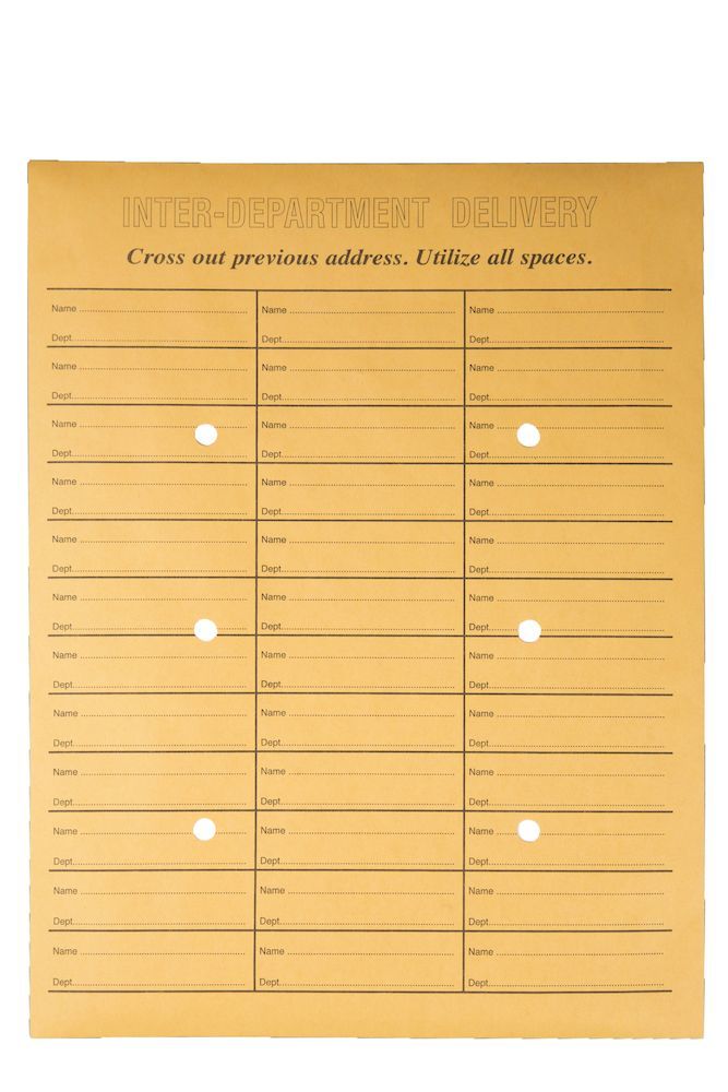 Qaulity Park® 9" x 12" One-Sided Five-Column Format Inter-Departmental Envelopes [Brown Kraft, String/Button Closure] - 100/Box Image 1