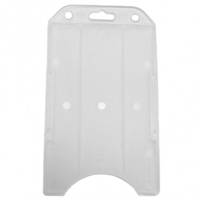 White Rigid Plastic Badge Holders [Vertical] (100/Pk)