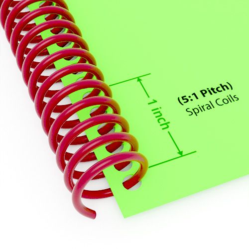 14mm (9/16") Maroon Spiral Plastic Coils [12" Long, 5:1 Pitch, 120 Sheet Capacity (approx)] (100/Box)