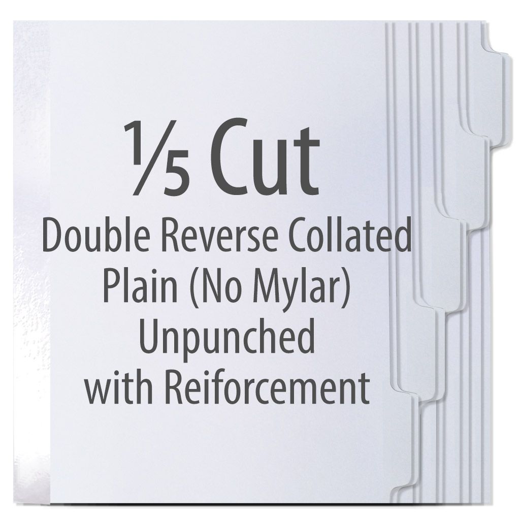 1/5 Cut Copier Tabs [Double Reverse Collated, Reinforced Binding Edge, 90#, No Mylar] 
