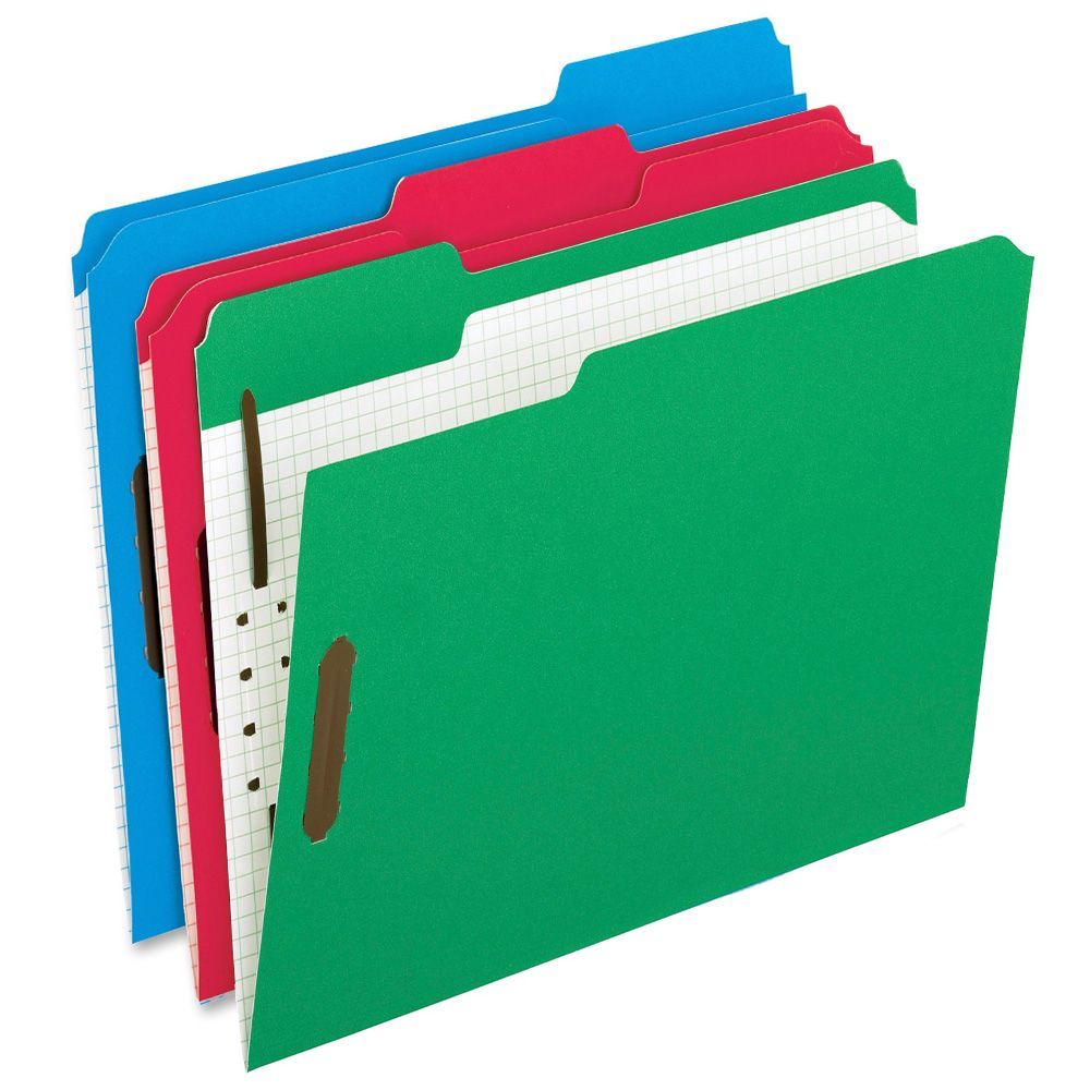 Pendaflex Colored Reinforced File Folders with Fasteners and 1/3 Cut