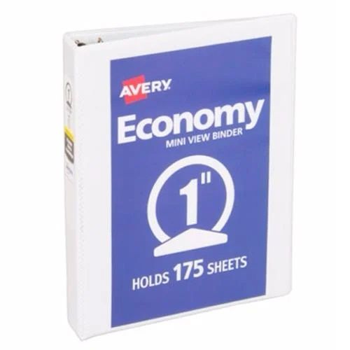 Avery White 1" Half-Size Economy View Round Ring Binder (05806) - 12pk Image 1