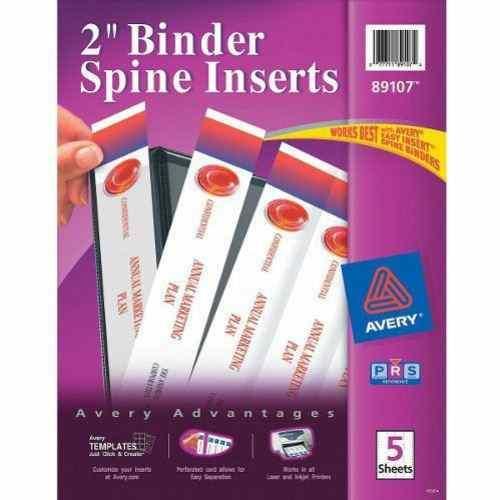 Avery 2" White Binder Spine Inserts 20pk - 89107 - Clearance Sale Image 1