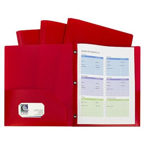 C-Line Two-Pocket Heavyweight Poly Red Folder with Prongs 10pk - CLI-32964 - Clearance Sale  (Discontinued)