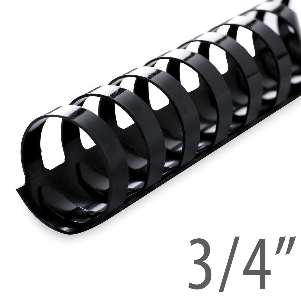 3/4" Black Plastic Binding Combs (100/Bx) Item#13034BLACK