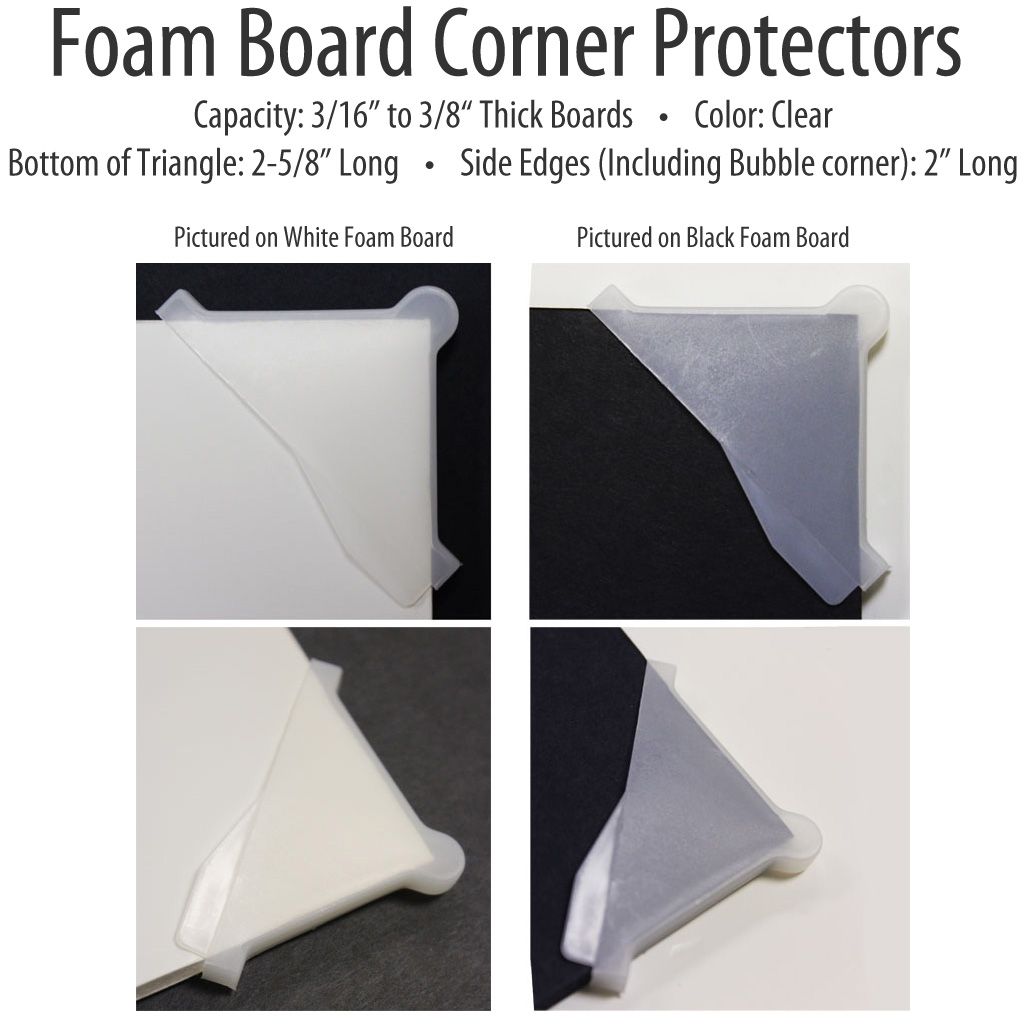 Binding101 12mm Foam Board Corner Protectors [3/8 to 1/2 Boards, Clear, Flat Corners] (24 Pack) 880018