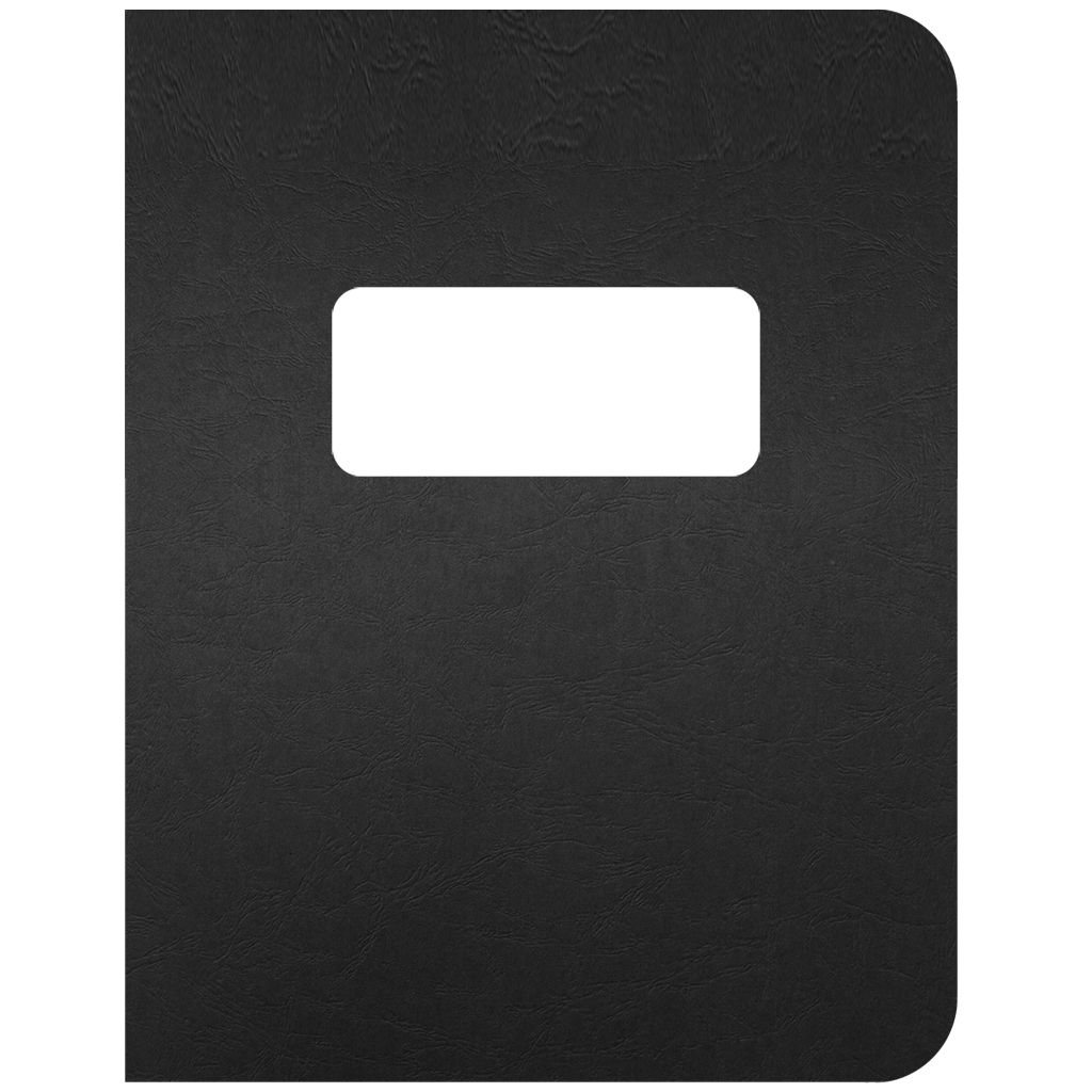 Black Embossed Grain 8 ¾" x 11 ¼" Report Covers with Window [Round Corners] (100 Sets) Item#03203WBKDD