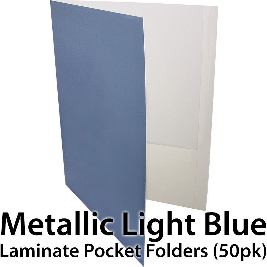 Metallic Light Blue Gloss Pocket Folders
