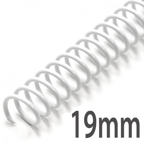 White 12" Spiral Plastic Coil  [19 mm (23/32"), 4:1 Pitch] (100/Box) Item#334119WHIT Image 1