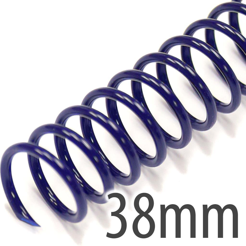 38mm (1-1/2") Navy Spiral Plastic Coils [12" Long, 4:1 Pitch, 320 Sheet Capacity (approx)] (100/Box)