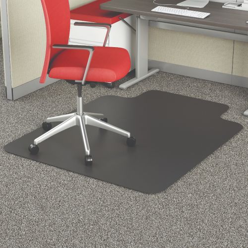 Deflecto EconoMat Black Chair Mat for Carpet Occasional Use Lipped Shape with Straight Edges Binding101