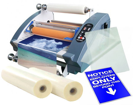 Laminating machine, film, pouches, and supplies. 
