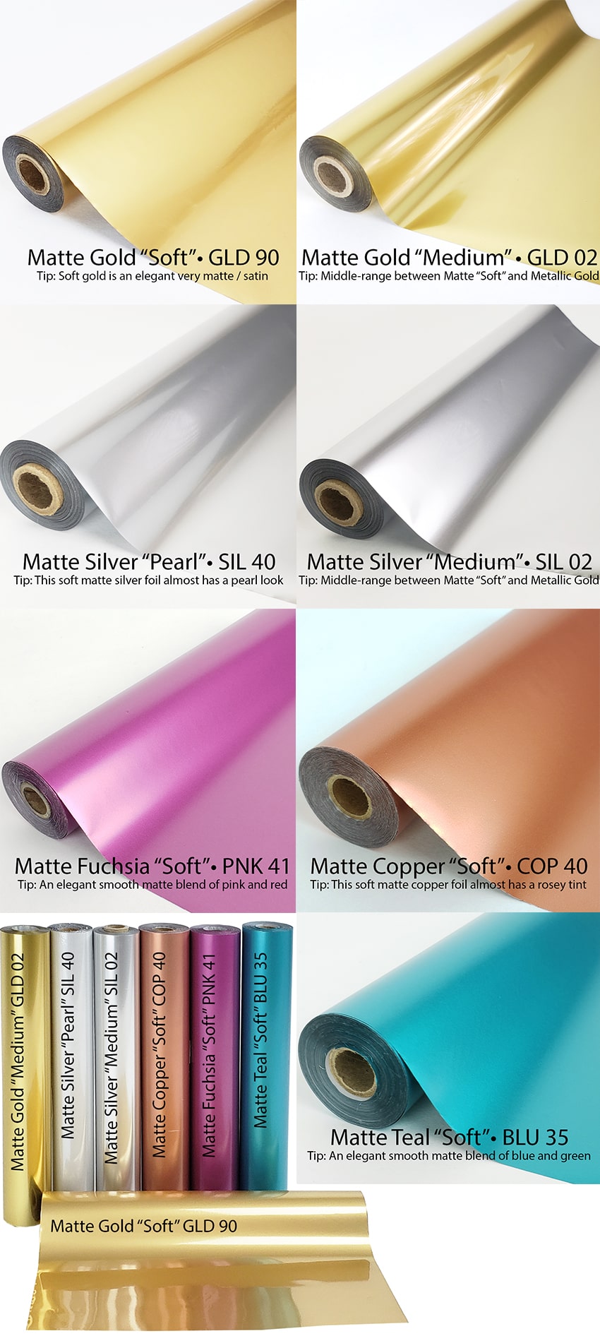 Satin Matte Toner Foil Color Comparison