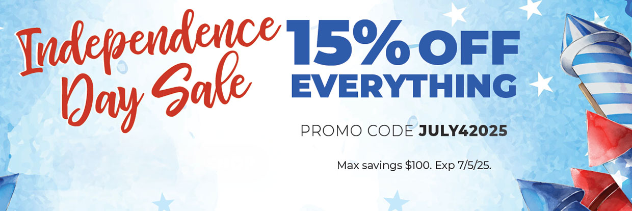 Independence Day Sitewide Sale. 15% Off Everything