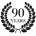 Black and white laurel wreath clipart with '90 Years' in the center, representing 90 years industry experience.
