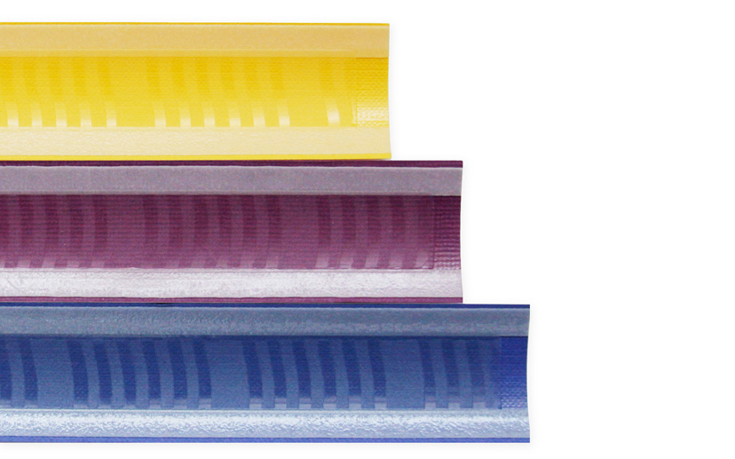 Three Fastback strips in yellow, maroon, and blue are stacked diagonally against a white background.