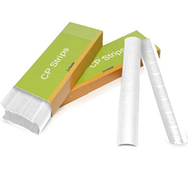 A box of Fastback CP Strips with several strips displayed alongside, showcasing their design and packaging.