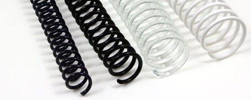 Arranged side by side, there are black 6mm and black 8mm spiral coils, followed by white 20mm and white 30mm spiral coils. 