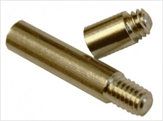 Antique brass aluminum screw post extensions used for binding and fastening.