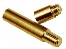 Two gold aluminum screw post extensions, one fully assembled and one partially unscrewed, are shown.